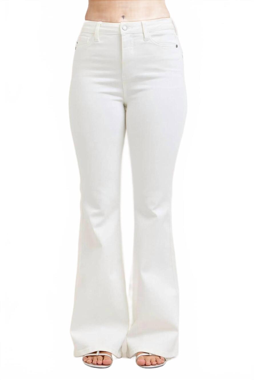 NEW JUDY BLUE high waist tummy control flare jeans in white